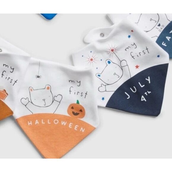 Lot Of 12 Baby GAP Baby’s 1st Bibs Halloween Christmas Birthday Easter NWOT - Picture 8 of 9